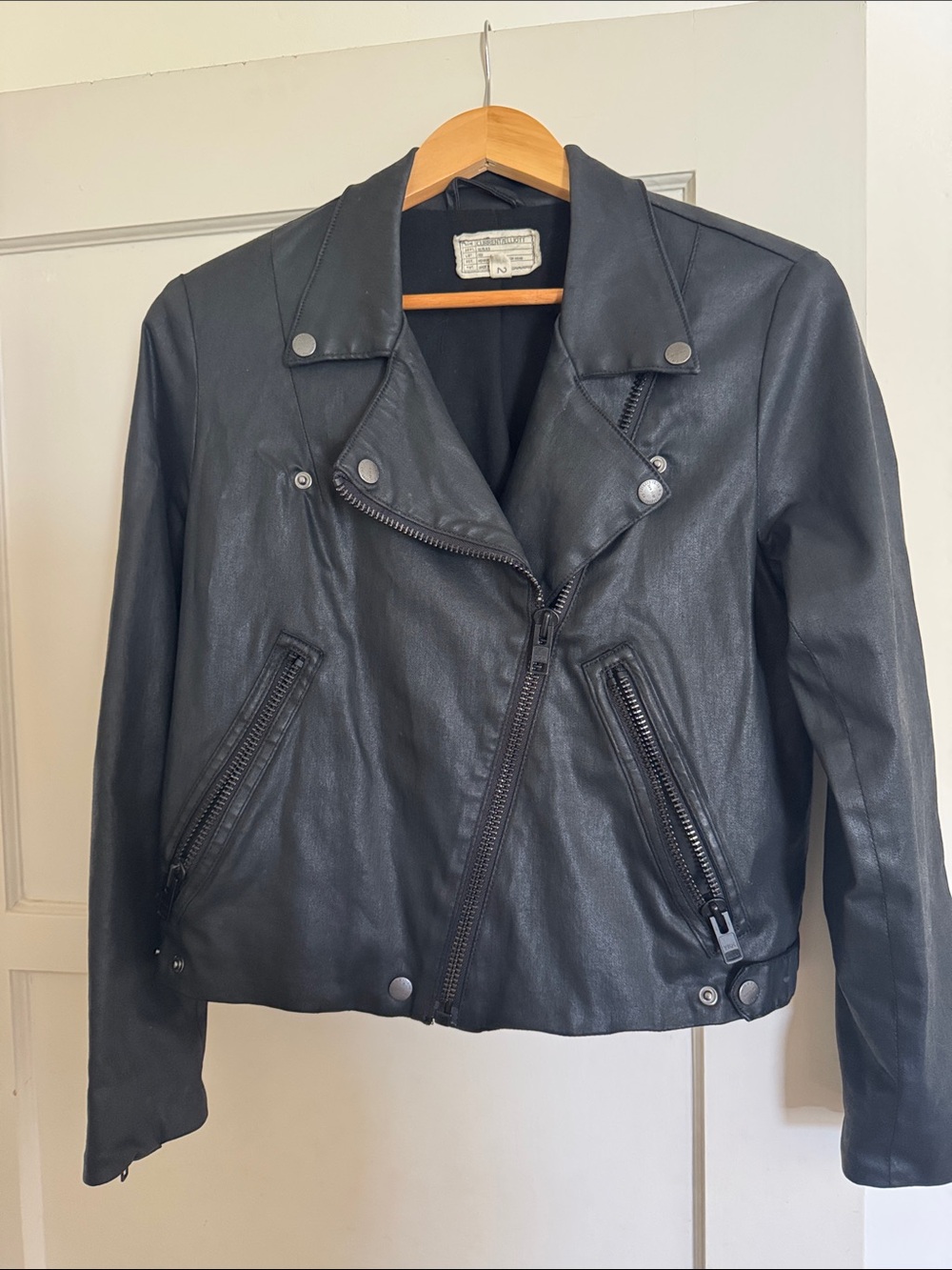 Current/Elliott Black Leather Moto Jacket